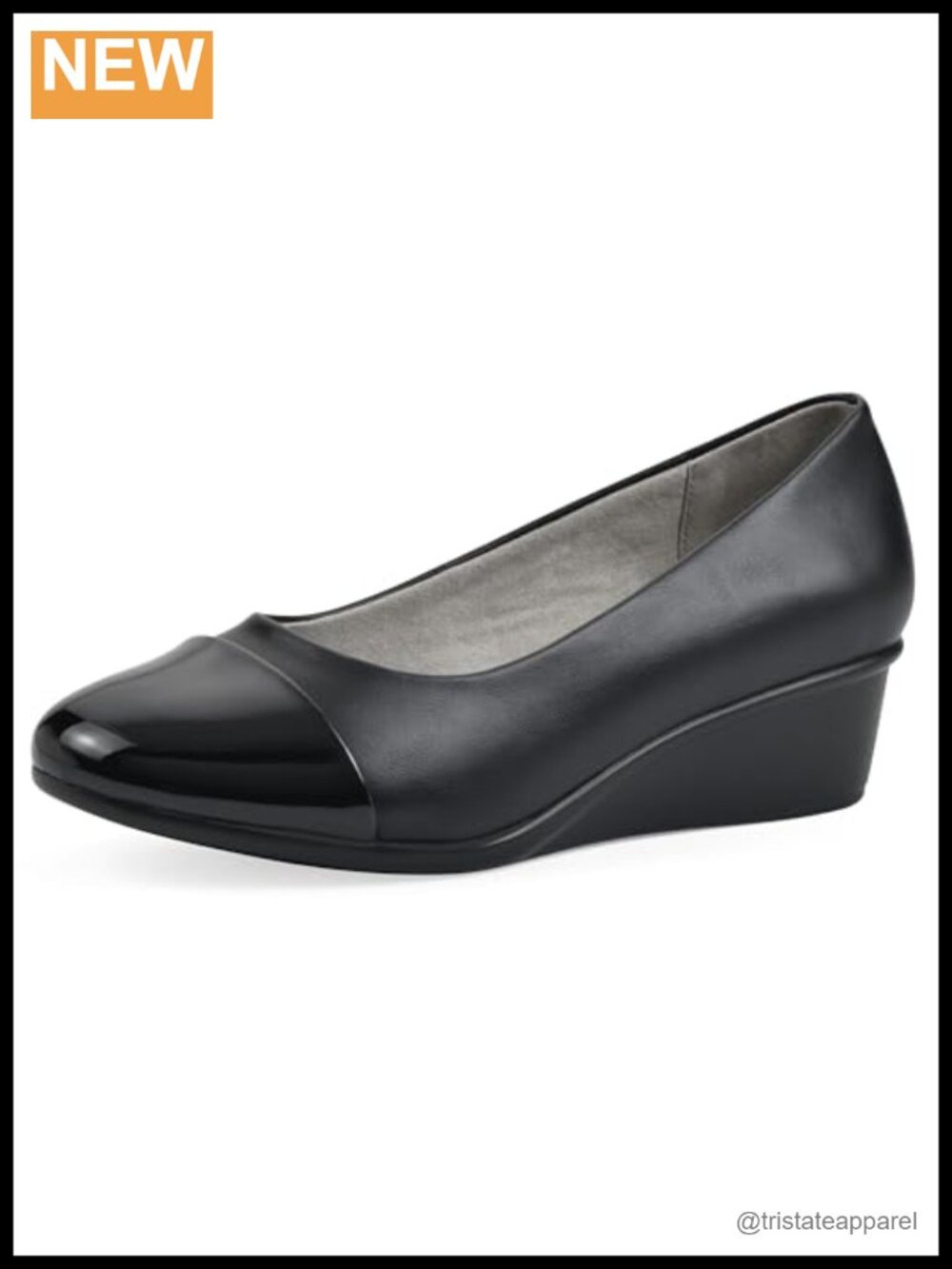 Cushioned Wedge Heel Pump with Round Toe and Pull-On Closure